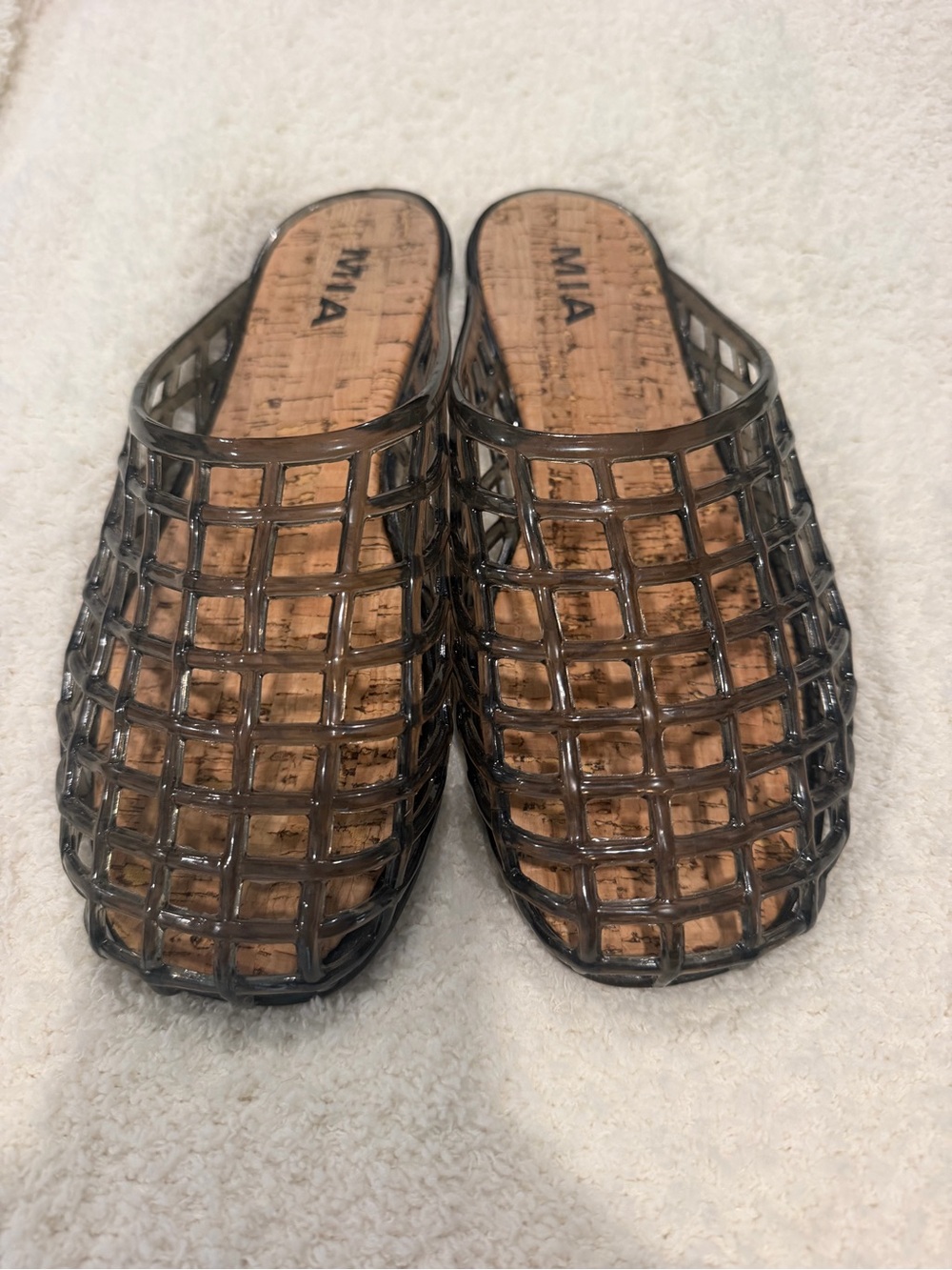 MIA Women's Smoke Grid Slide jelly sandals